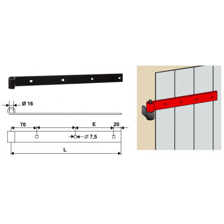 Penture droite 40x6 Ø16 - 6 longueurs