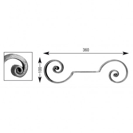 Volute à noyaux - Hauteur 100 mm - Largeur 360 mm - Plat 14x6