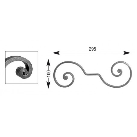 Volute à noyaux - Hauteur 100 mm - Largeur 295 mm - Plat 14x6 - Décroché milieu